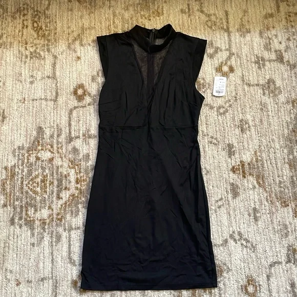 black dress feather trim Alisanne Feather Trim Mini Dress